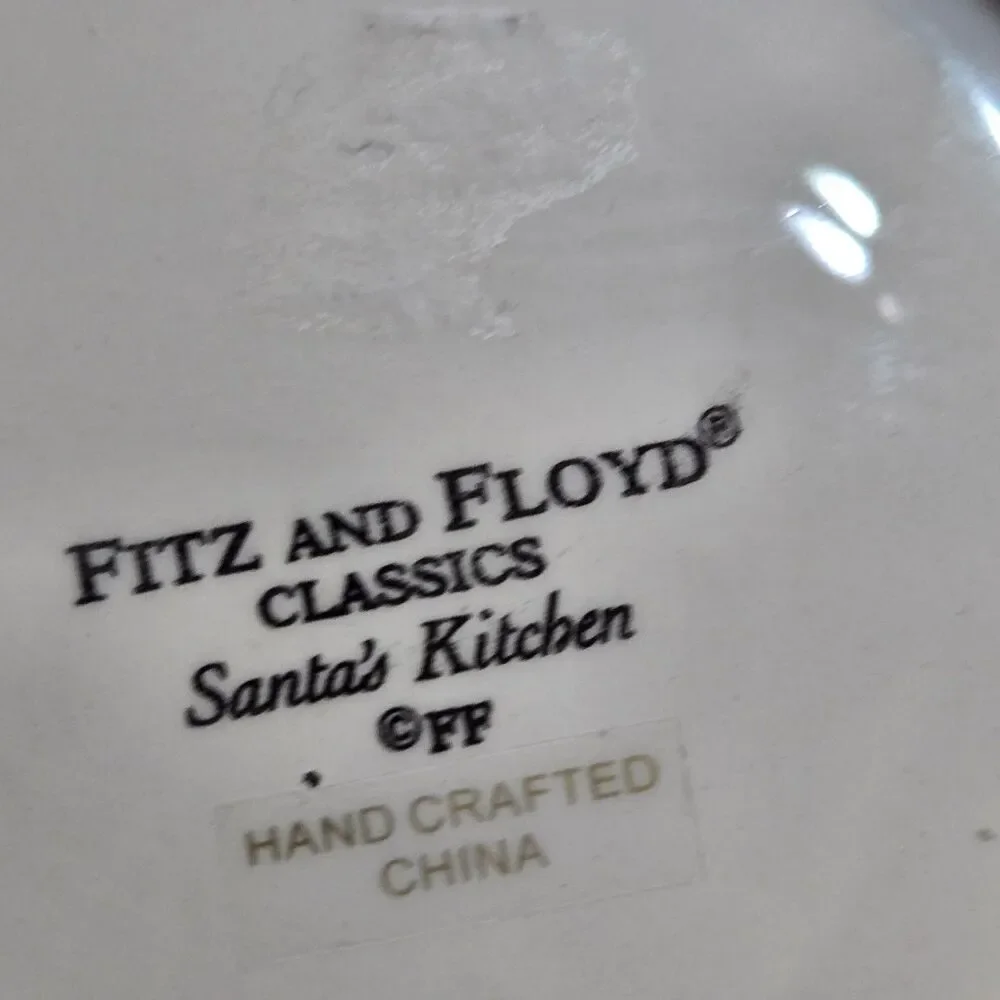 Vtg Fitz & Floyd‎ Christmas Cookie Candy Plate Dish Set 2 Star Ornament Santa 7